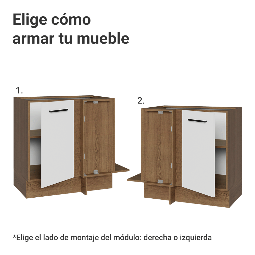 Bajo Mesada Esquinero 94 cm 1 Puerta (Sin Mesada) Marrón/Blanco Agata Madesa