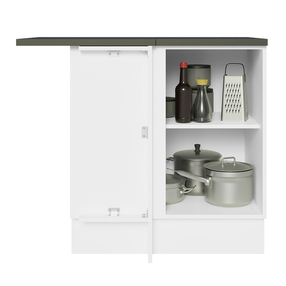 Bajo Mesada Cocina Esquinera 100% MDF 1 Puerta Blanco/Marrón Acordes Madesa
