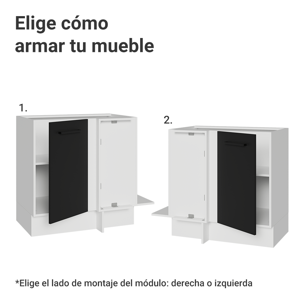 Bajo Mesada Esquinero 94 cm 1 Puerta (Sin Mesada) Blanco/Negro Agata Madesa