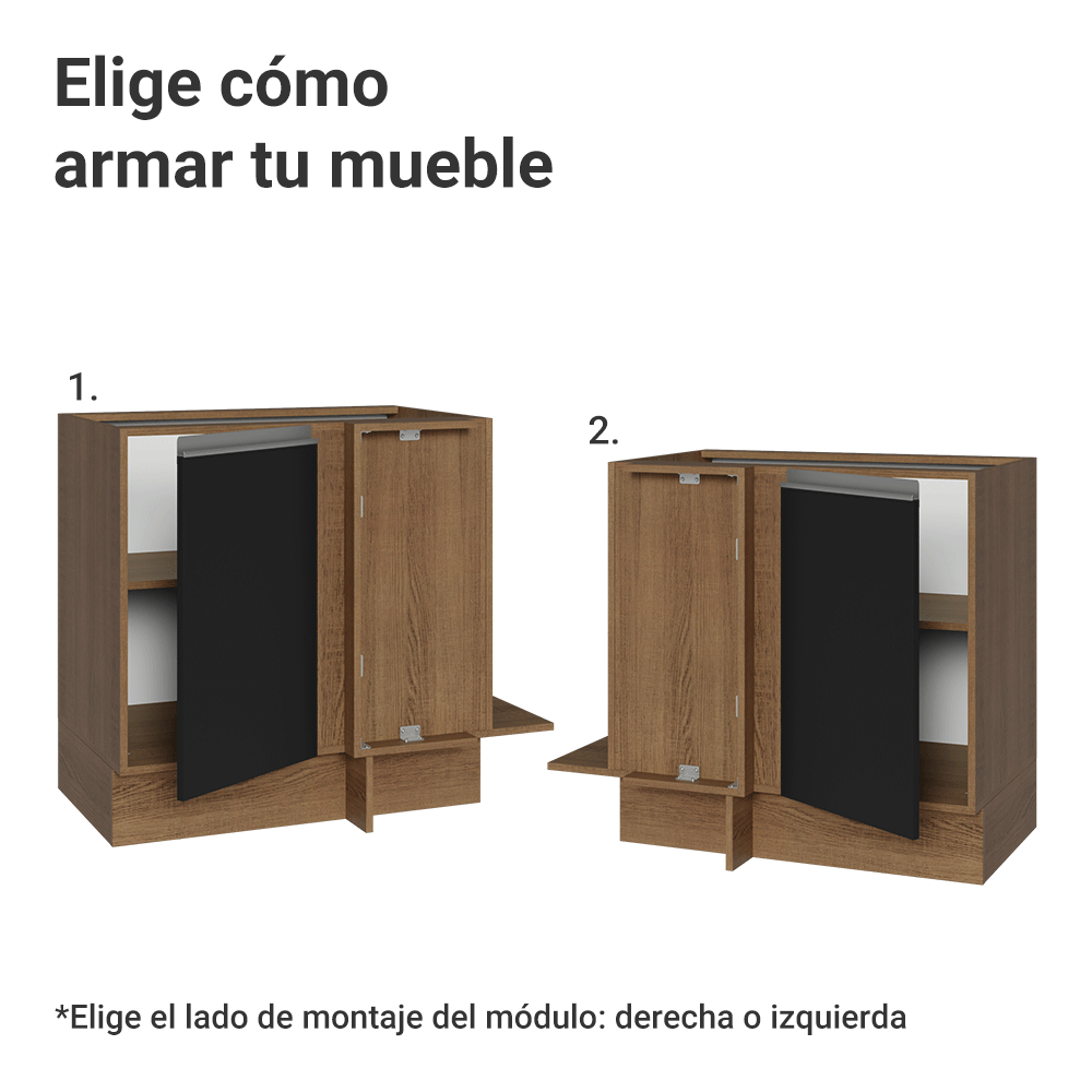 Bajo Mesada Esquinero 94 cm 1 Puerta (Sin Mesada) Marrón/Negro Glamy Madesa