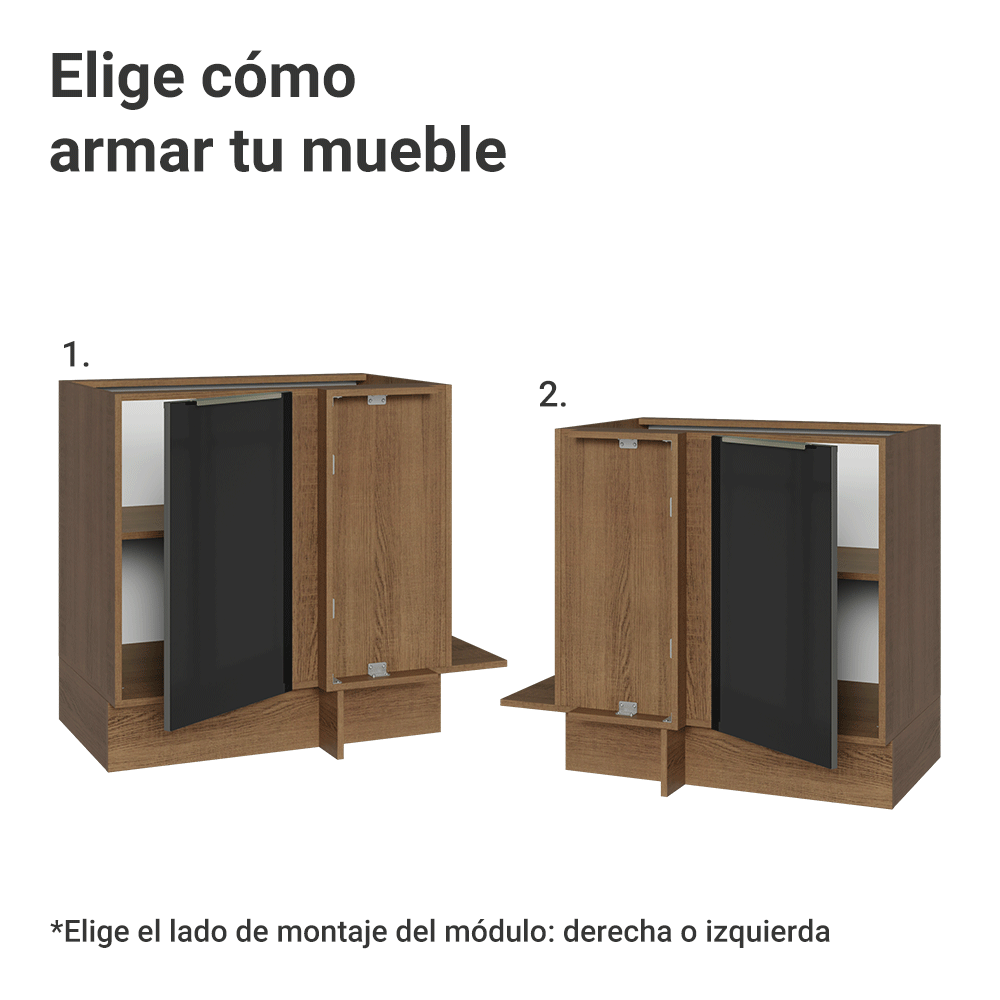 Bajo Mesada Esquinero 1 Puerta (Sin Mesada) Marrón/Negro Lux Madesa
