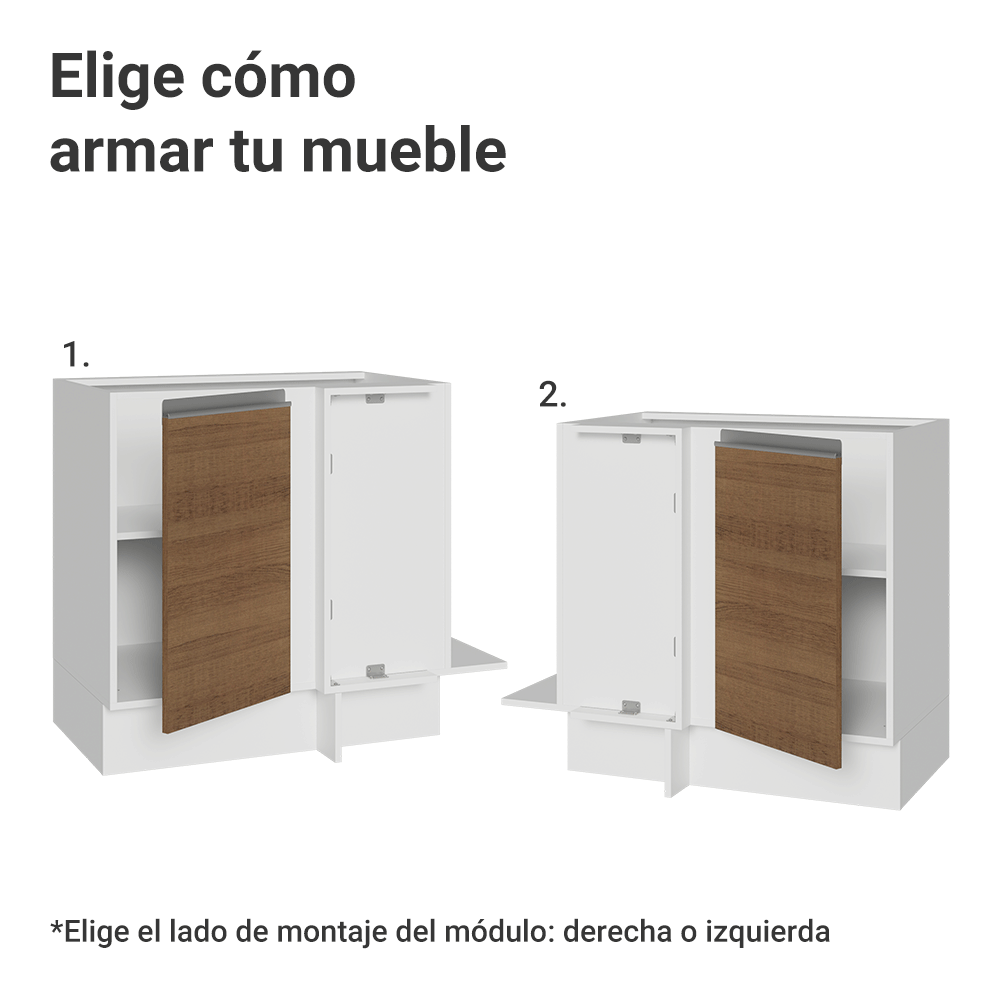 Bajo Mesada Esquinero 94 cm 1 Puerta (Sin Mesada) Blanco/Marrón Glamy Madesa