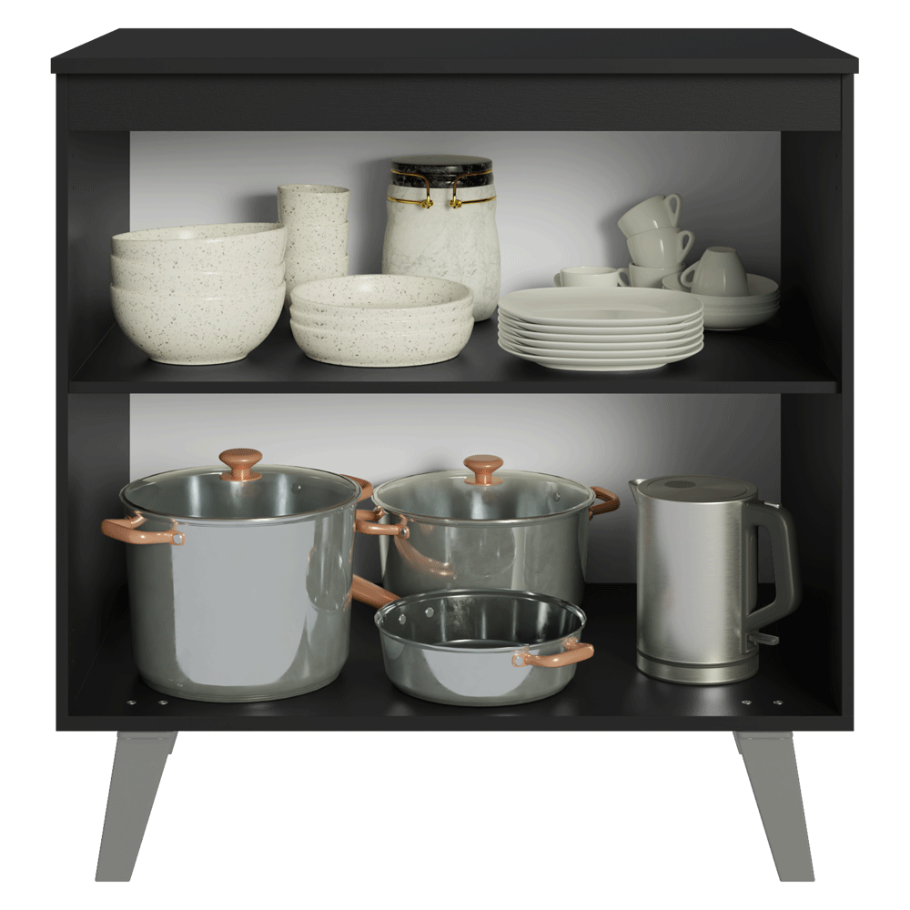 Bajo Mesada de Cocina 80 cm 2 Puertas con Patas Negro Nice Madesa