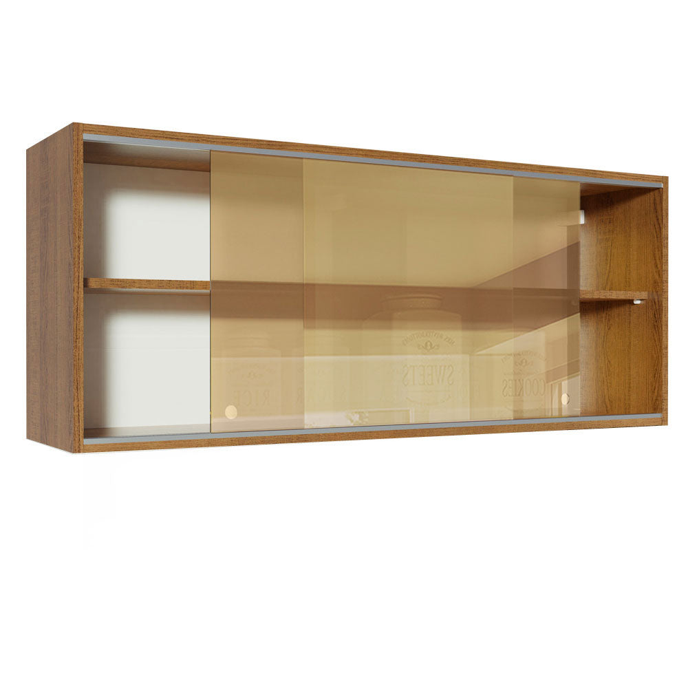 Alacena 120 cm 2 Puertas de Vidrio Reflectivo para Glamy, Lux, Agata y Reims Marrón