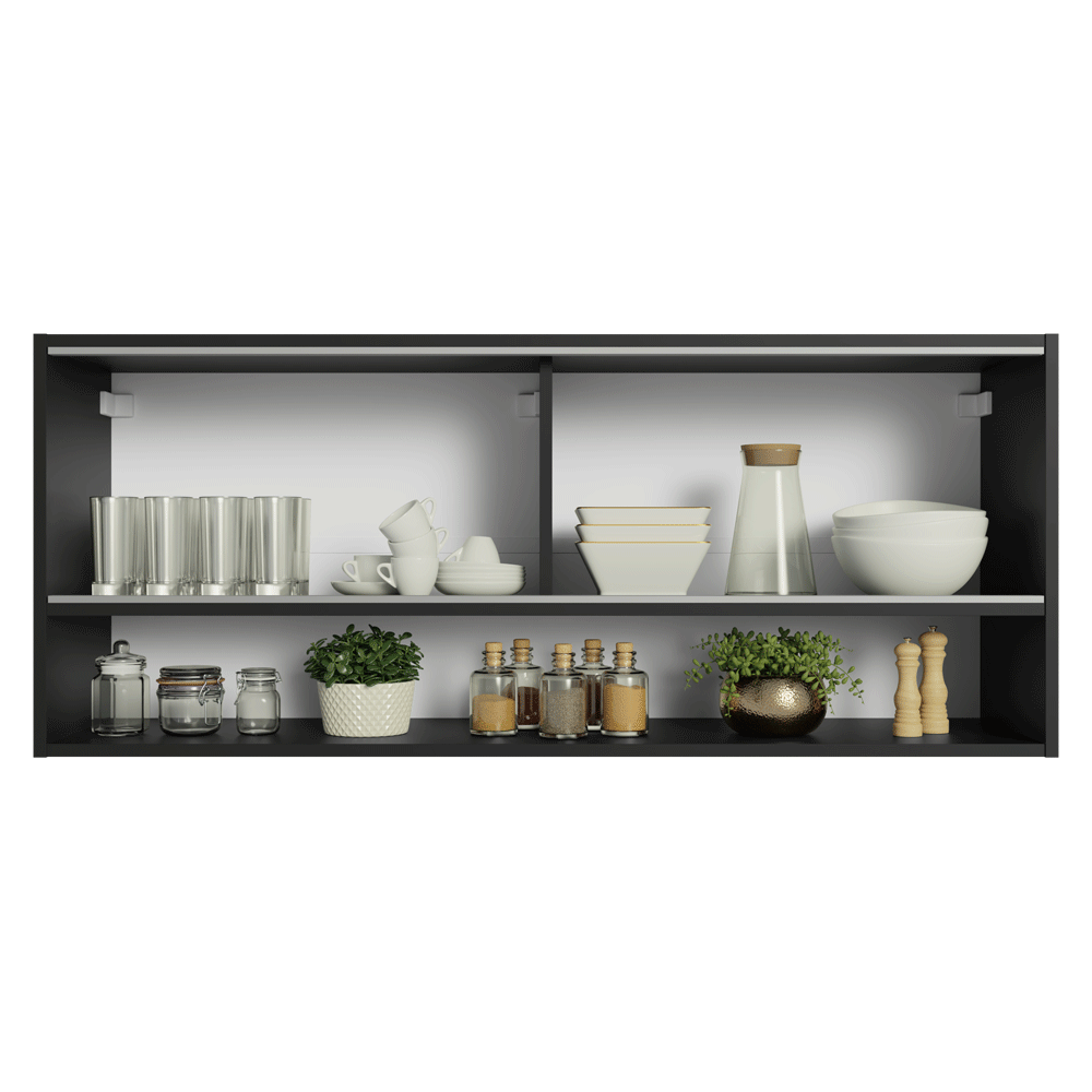 Alacena 2 Puertas corredizas de Vidrio Neutral e 1 Nicho Negro Madesa