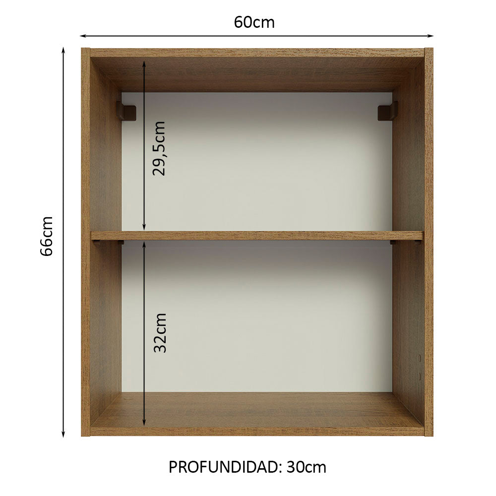 Alacena 60 cm con 2 Nichos Abiertos Marrón