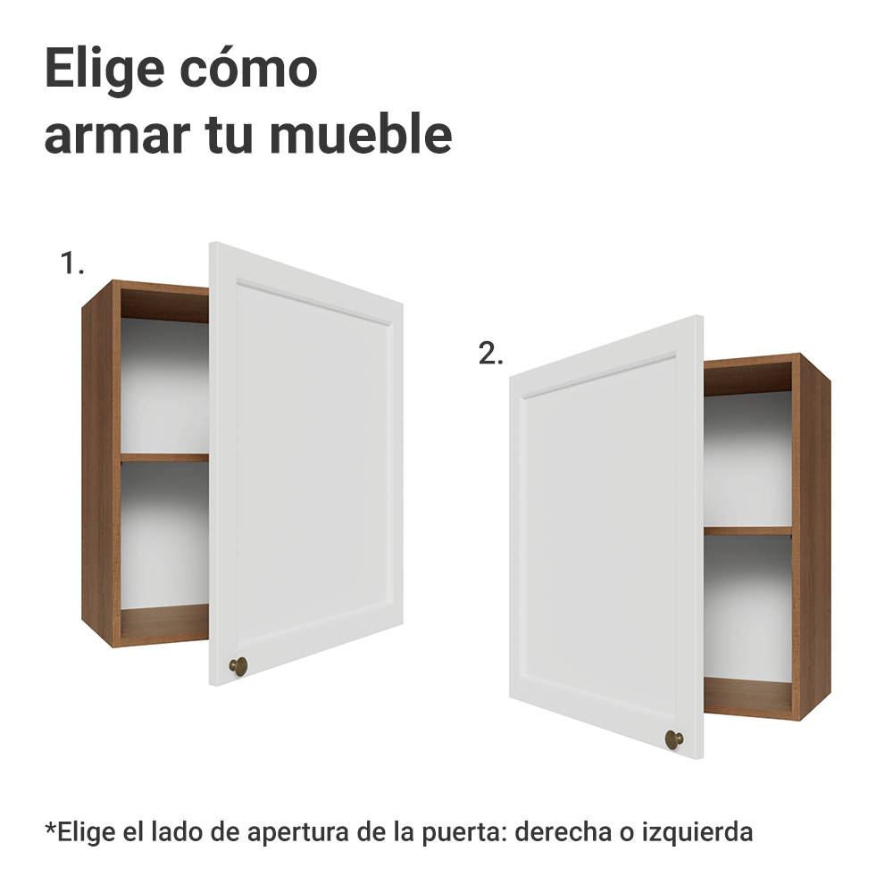 Alacena 60 cm 1 Puerta Marrón/Blanco Vik Madesa