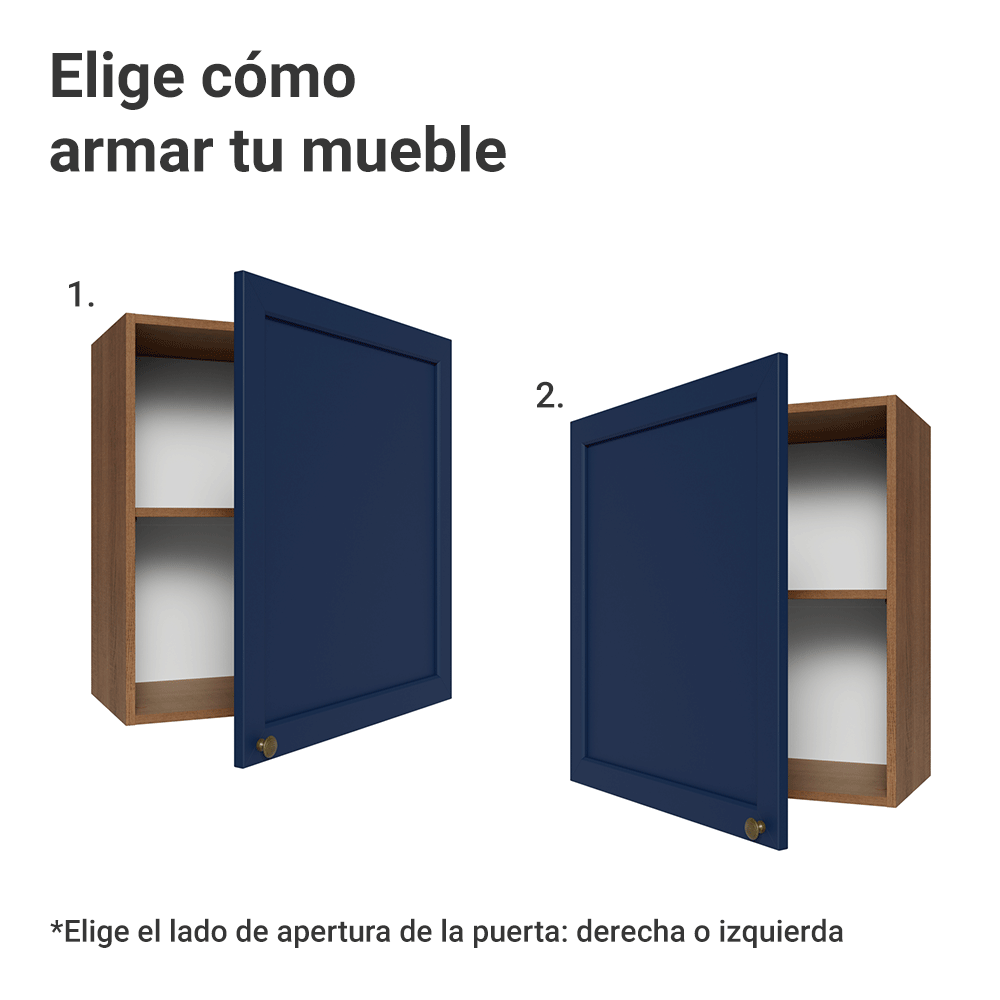 Alacena 60 cm 1 Puerta Marrón/Azul Vik Madesa