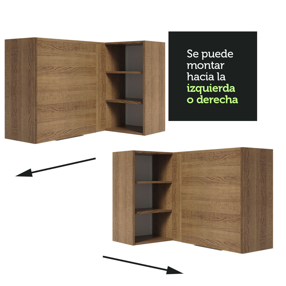 Alacena Cocina Esquinera 1 Puerta para línea de 60 cm de Profundidad Marrón Stella Madesa