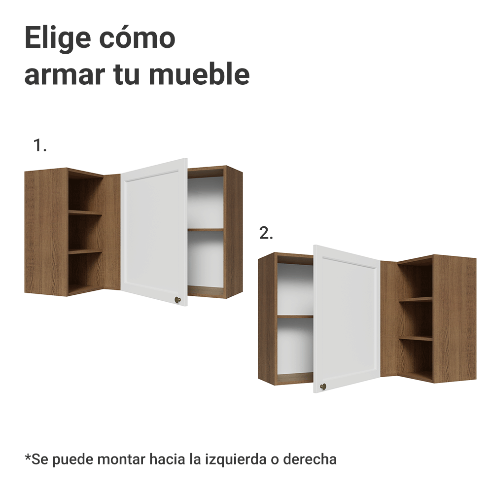 Alacena esquinero Para Linha 60 cm de Profundidade Marrón/Blanco Vik Madesa