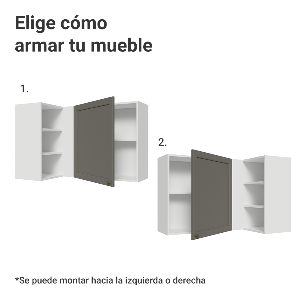 Alacena esquinero Para Linha 60 cm de Profundidade Blanco/Gris Vik Madesa