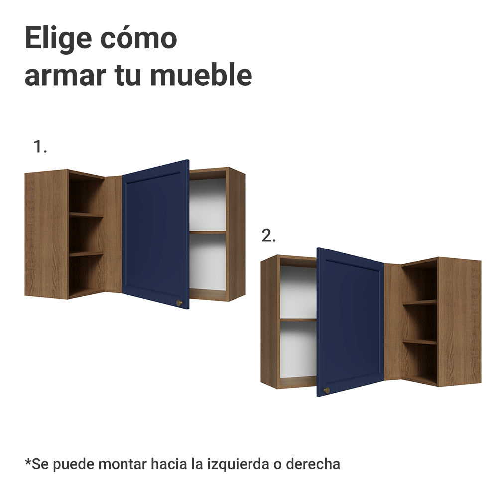 Alacena esquinero Para Linha 60 cm de Profundidade Marrón/Azul Vik Madesa