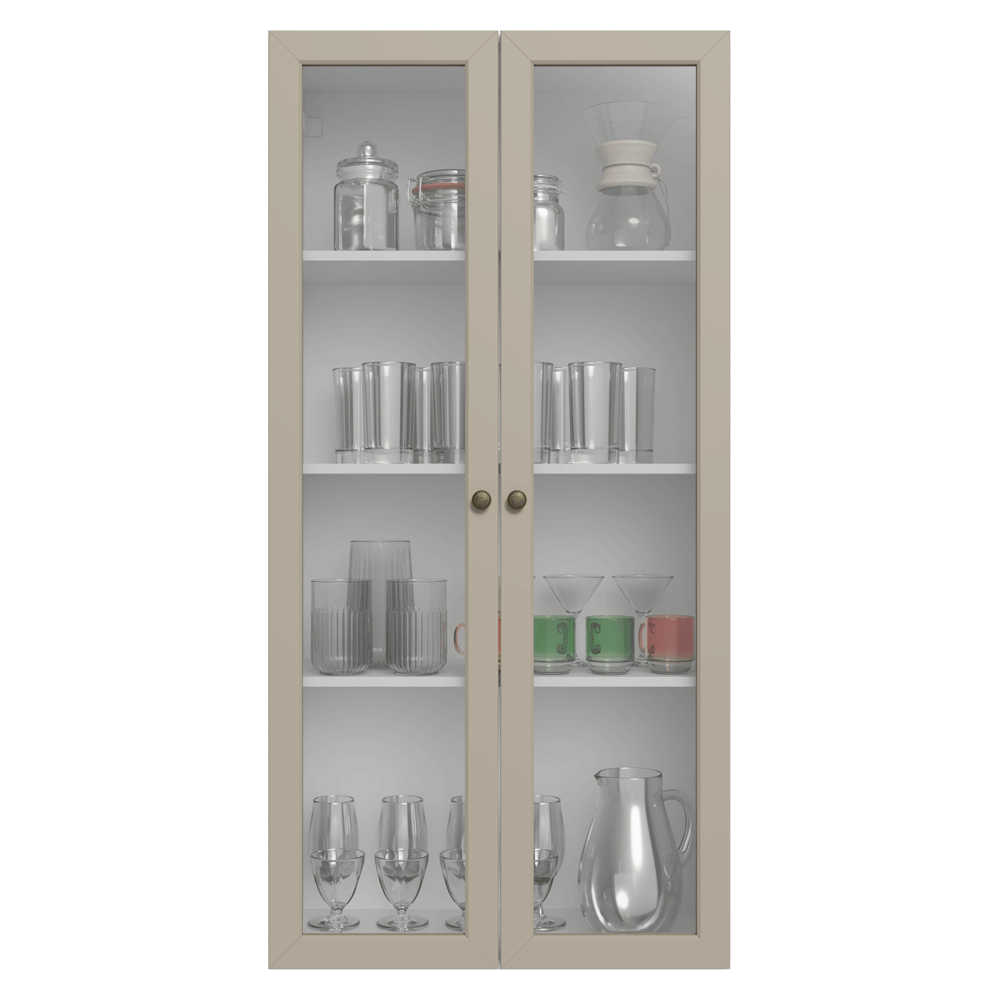 Módulo Cristaleiro 70 cm 2 Puetas de Vidrio Blanco/Crema Vik Madesa