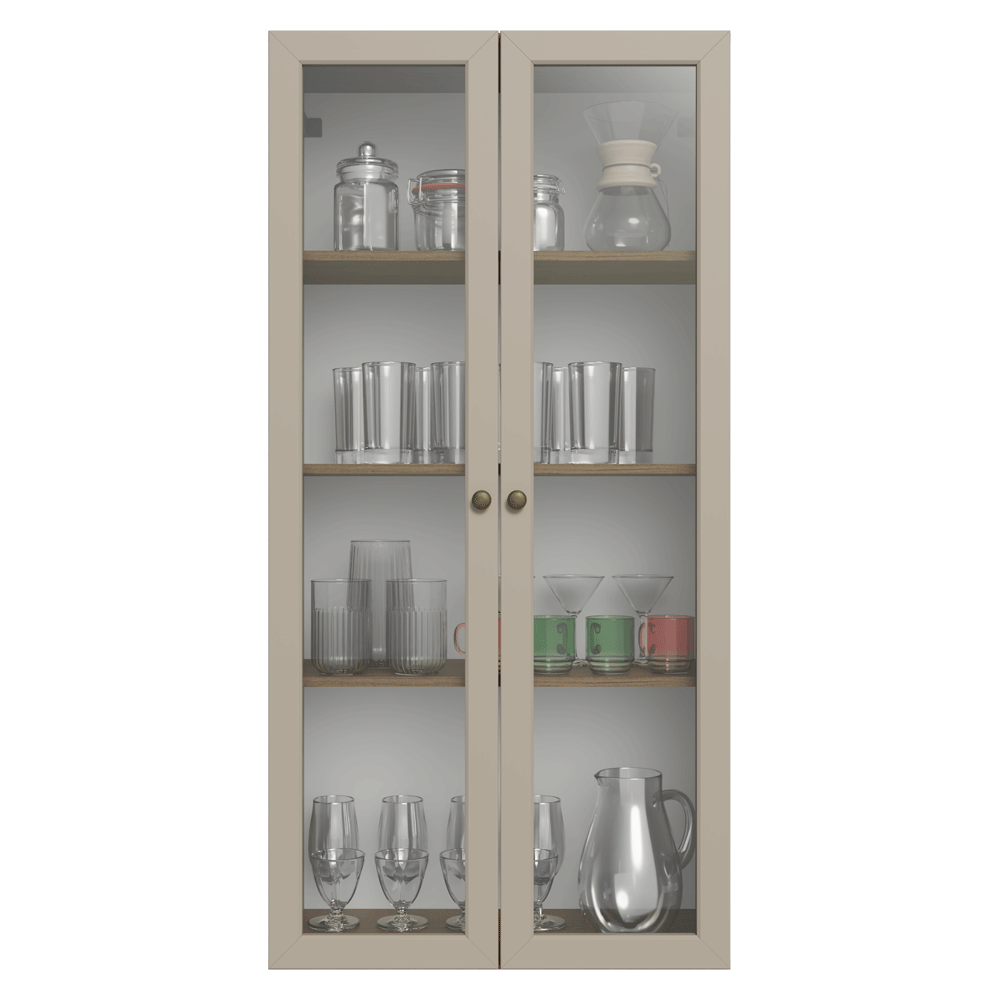 Módulo Cristaleiro 70 cm 2 Puetas de Vidrio Marrón/Crema Vik Madesa