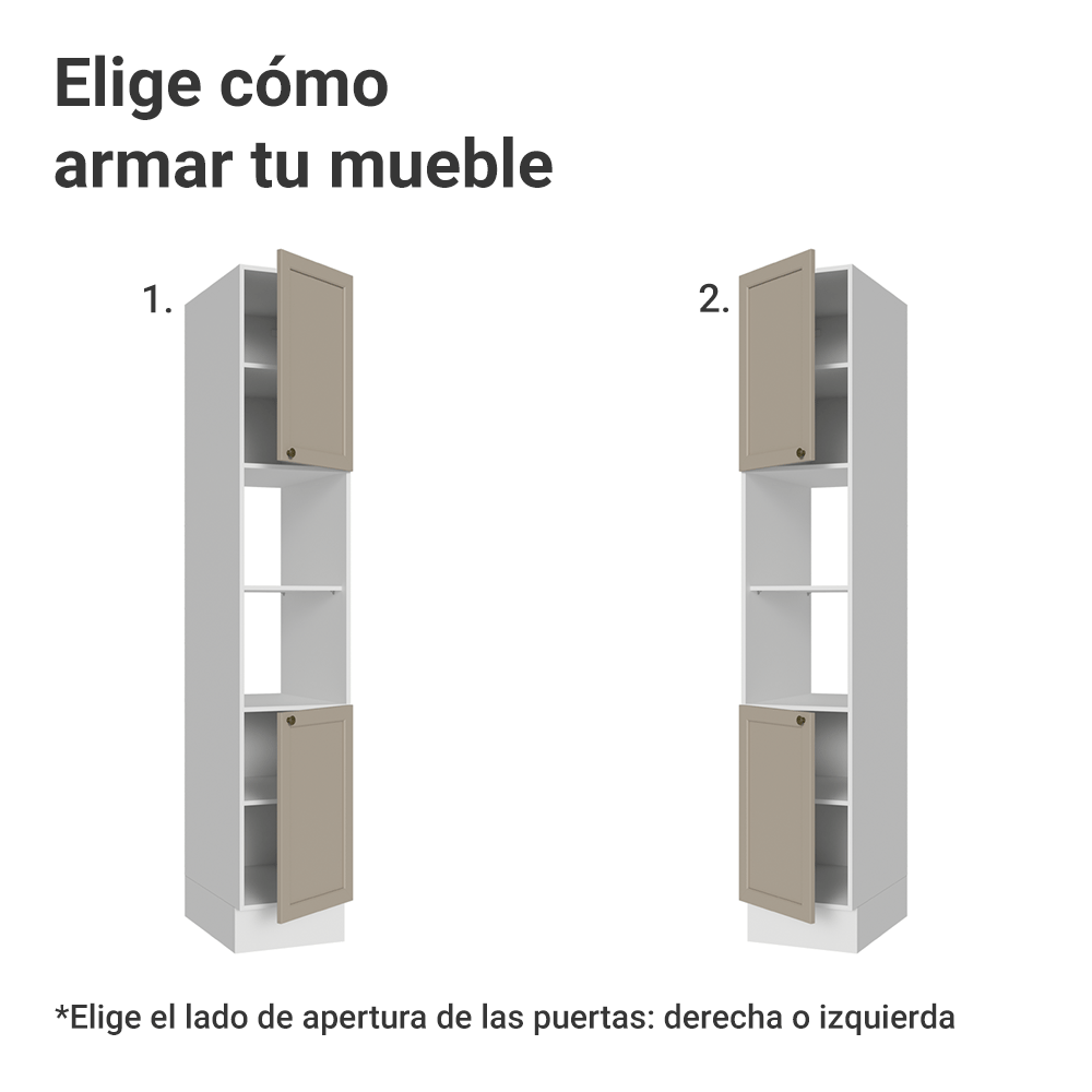 Despensero 40 cm 2 Puetas e 2 Nichos Blanco/Crema Vik Madesa