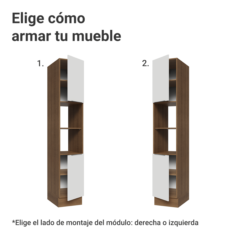 Despensero 40 cm 2 Puertas e 2 Nichos Marrón/Blanco Stella Madesa