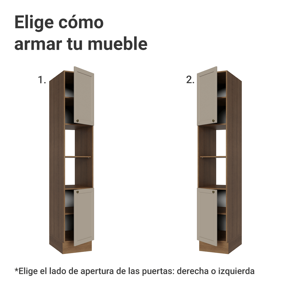 Despensero 40 cm 2 Puetas e 2 Nichos Marrón/Crema Vik Madesa
