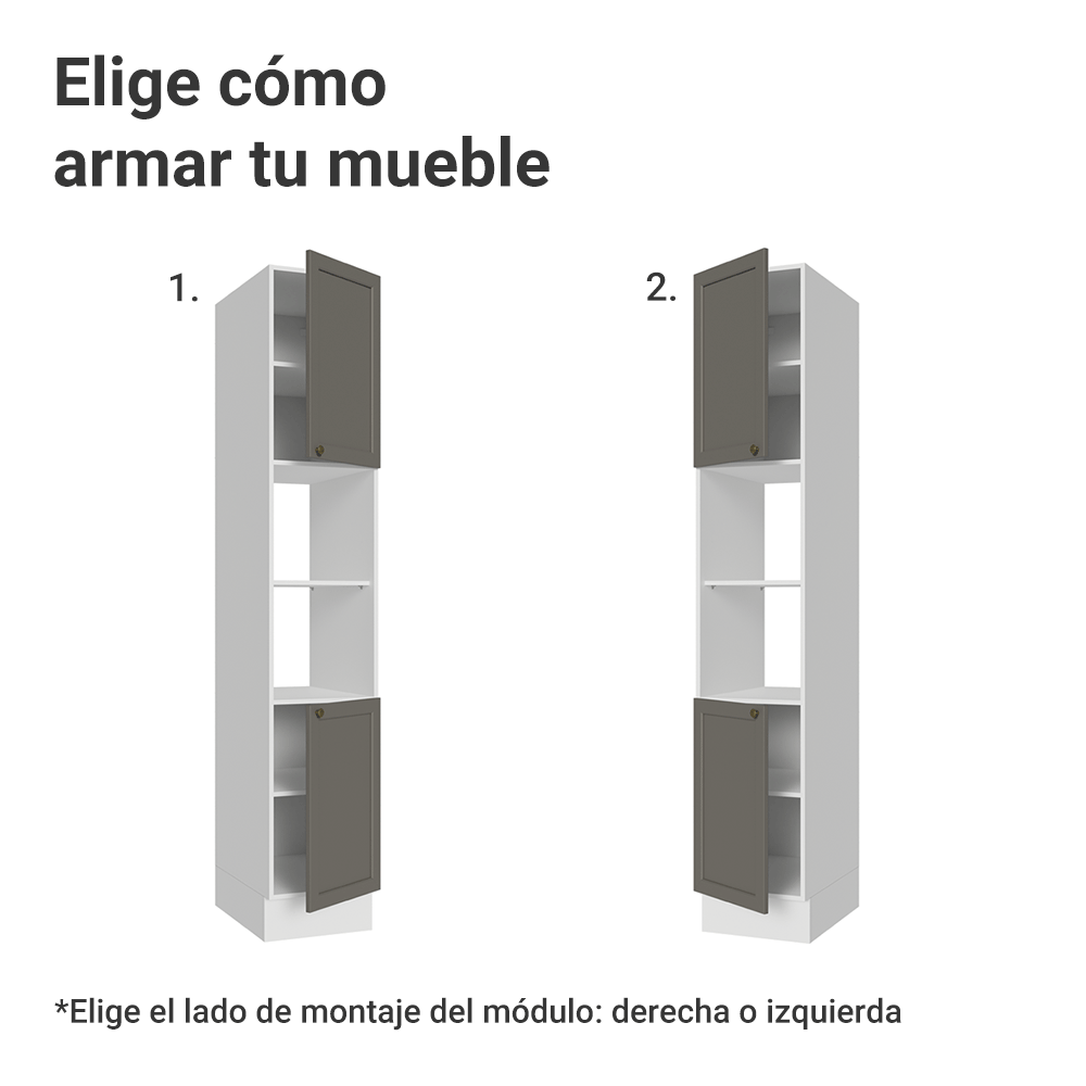 Despensero 40 cm 2 Puertas e 2 Nichos Blanco/Gris Vik Madesa