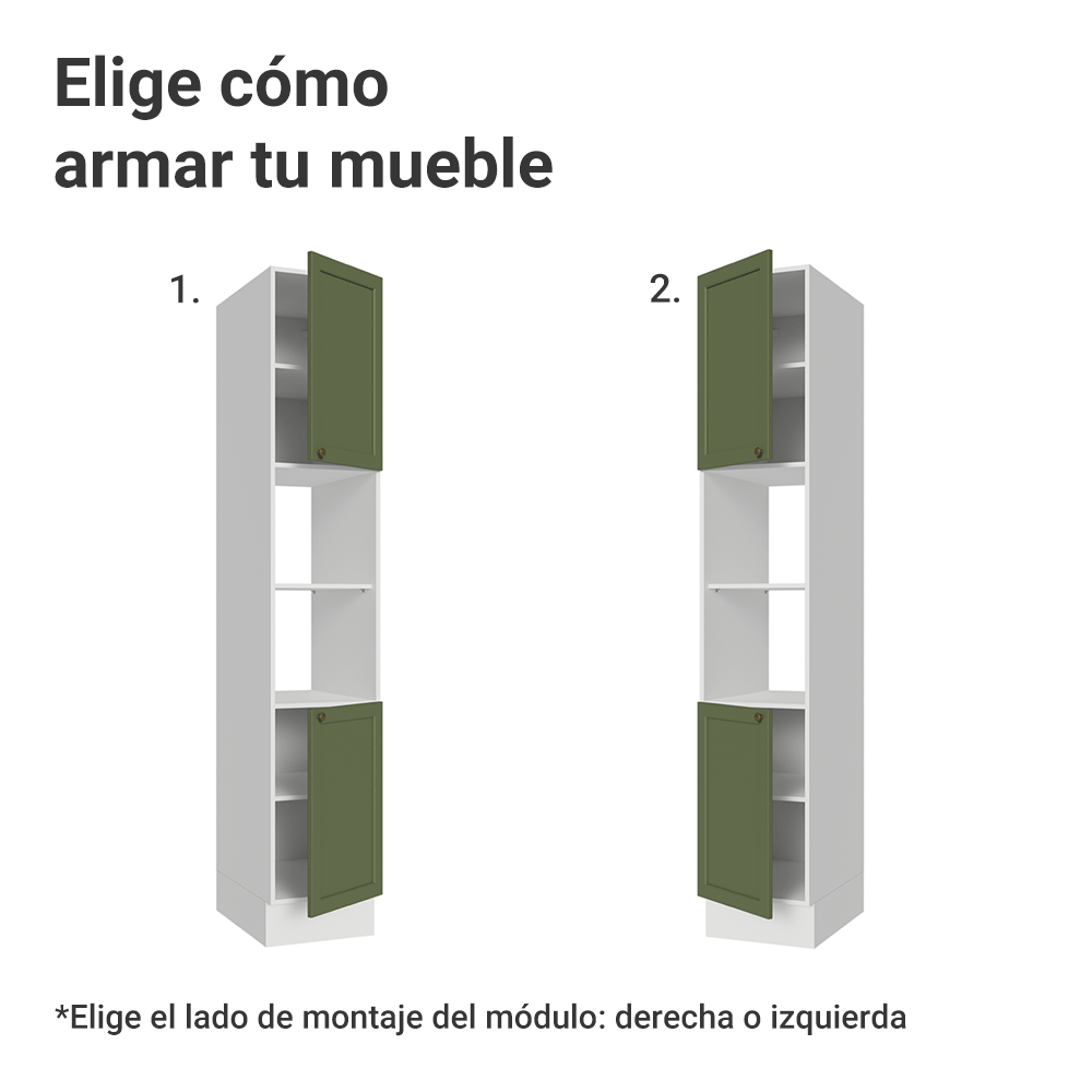 Despensero 40 cm 2 Puertas e 2 Nichos Blanco/Verde Vik Madesa