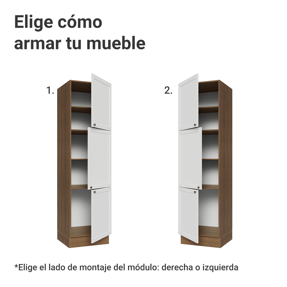 Despensero 60 cm 3 Puertas Marrón/Blanco Vik Madesa