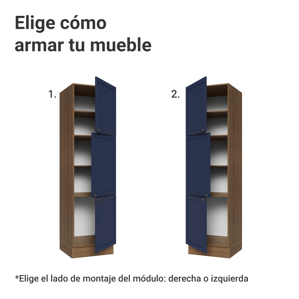 Despensero 60 cm 3 Puertas Marrón/Azul Vik Madesa