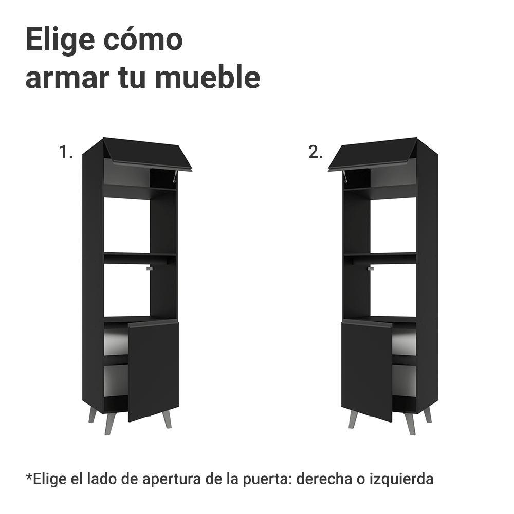 Despensero 60 cm 2 Puertas 2 Nichos con Patas Negro Nice Madesa