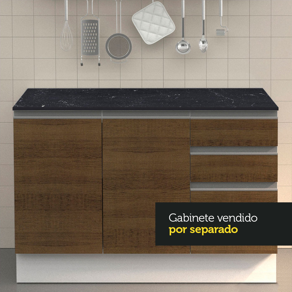 Mesada 100% MDF para Bajo Mesada 120 cm Nero Marquina Negro