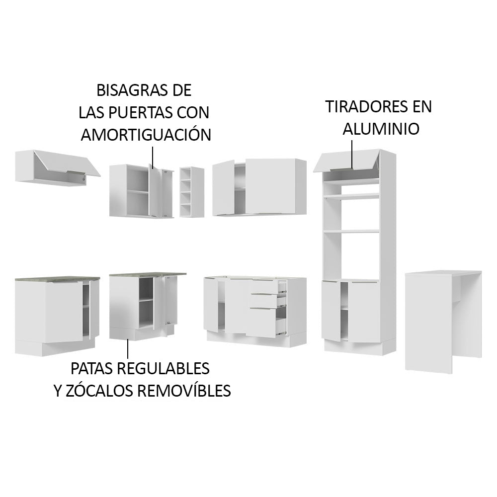 Combo Completo de Cocina Esquinera 489 cm Blanco Stella Madesa