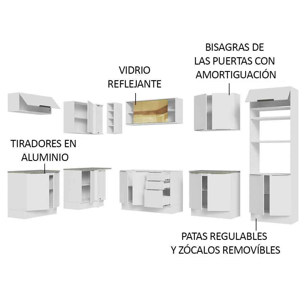 Combo Completo de Cocina Esquinera 499 cm Blanco Stella Madesa 03