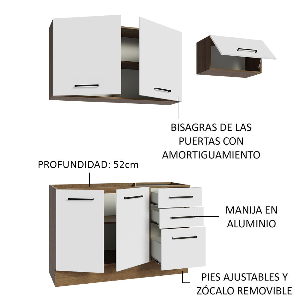 Combo de Cocina 180cm Marrón/Blanco Agata Madesa 09