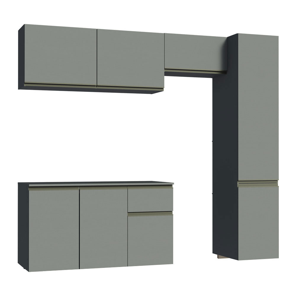 Cocina Compacta 220 cm Sin Patas Nice Gris 04