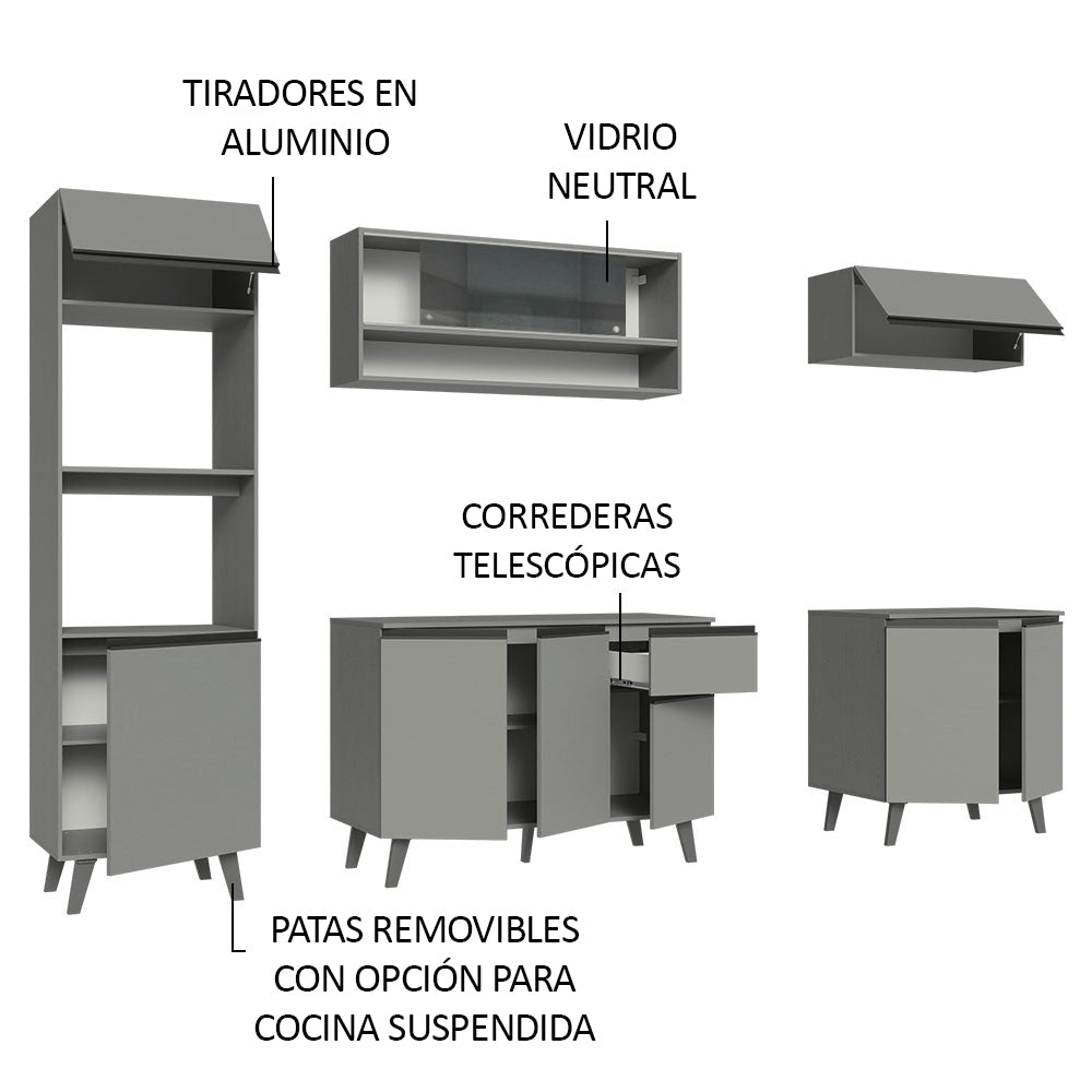 Combo Completo de Cocina 260 cm Gris Nice Madesa 01