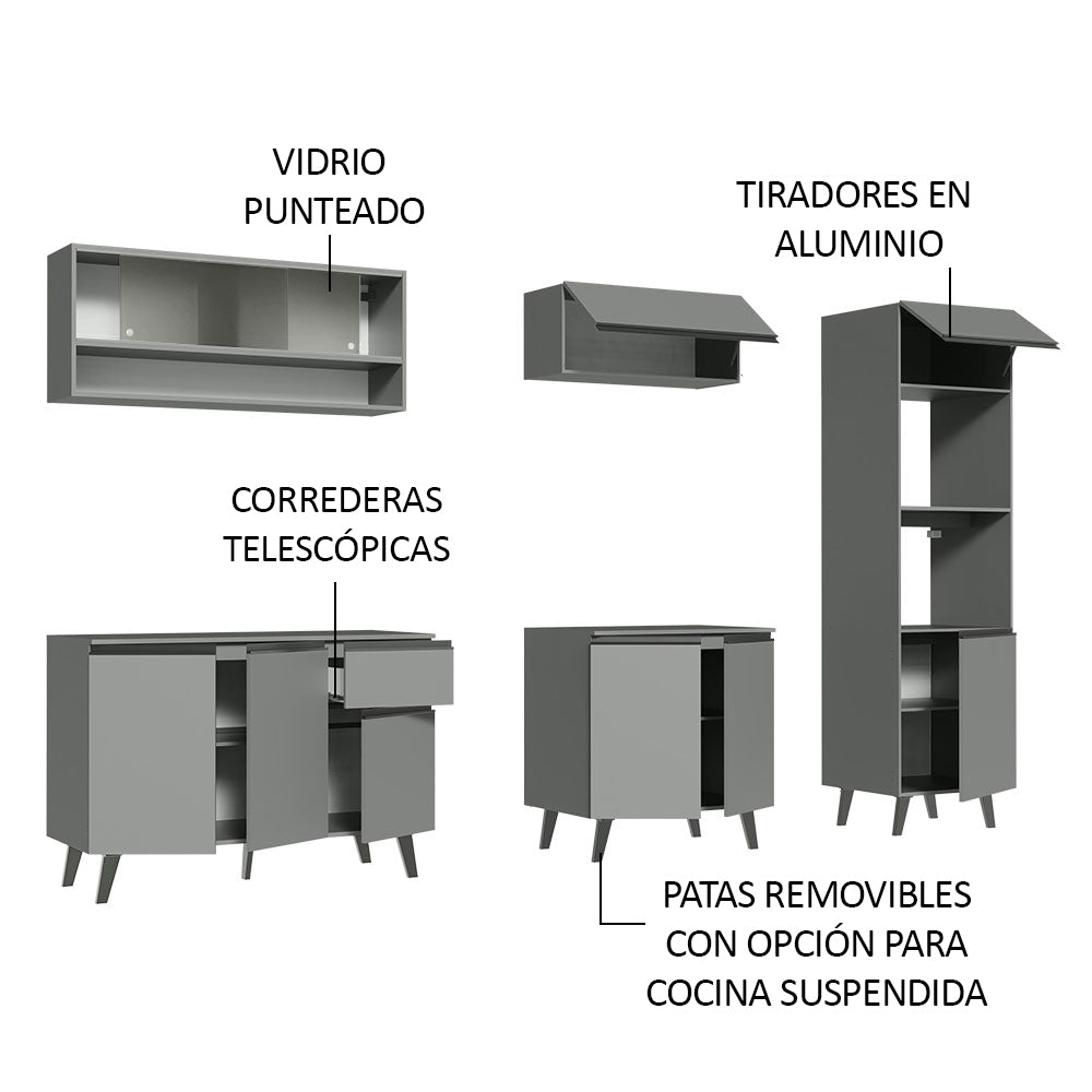 Combo Completo de Cocina 260 cm Gris Nice Madesa 07