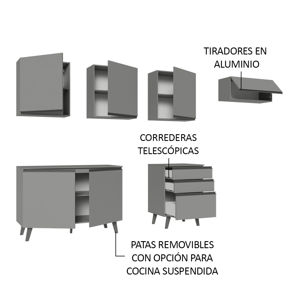 Combo Completo de Cocina 260 cm Gris Nice Madesa 12