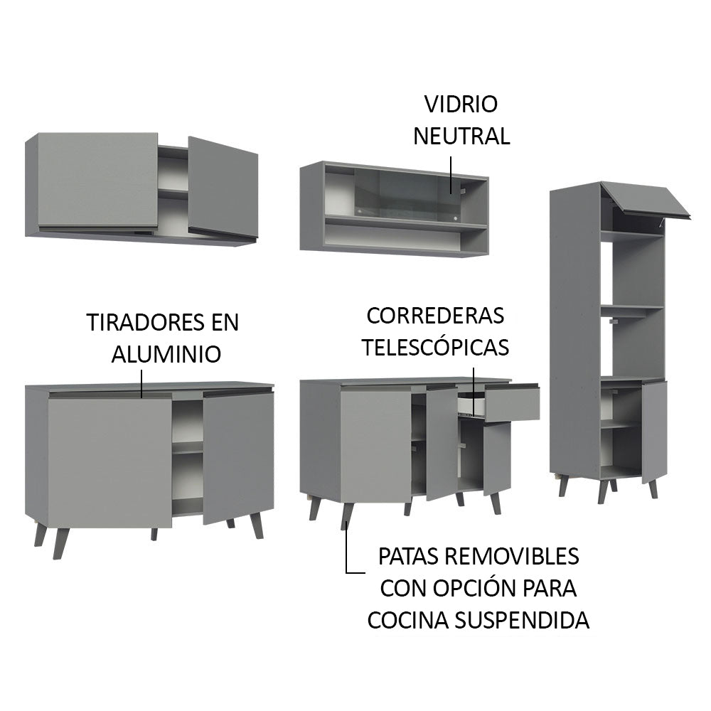 Combo Completo de Cocina 300 cm Gris Nice Madesa 01