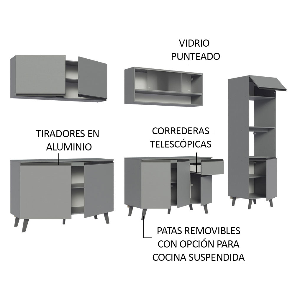 Combo Completo de Cocina 300 cm Gris Nice Madesa 02