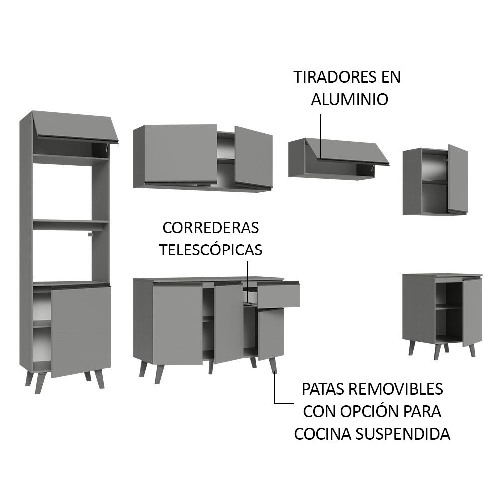 Combo Completo de Cocina 320 cm Gris Nice Madesa 01