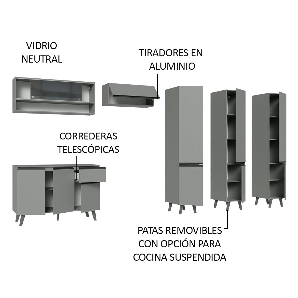 Combo Completo de Cocina 320 cm Gris Nice Madesa 02