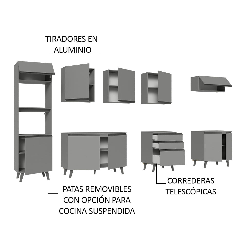 Combo Completo de Cocina 320 cm Gris Nice Madesa 06