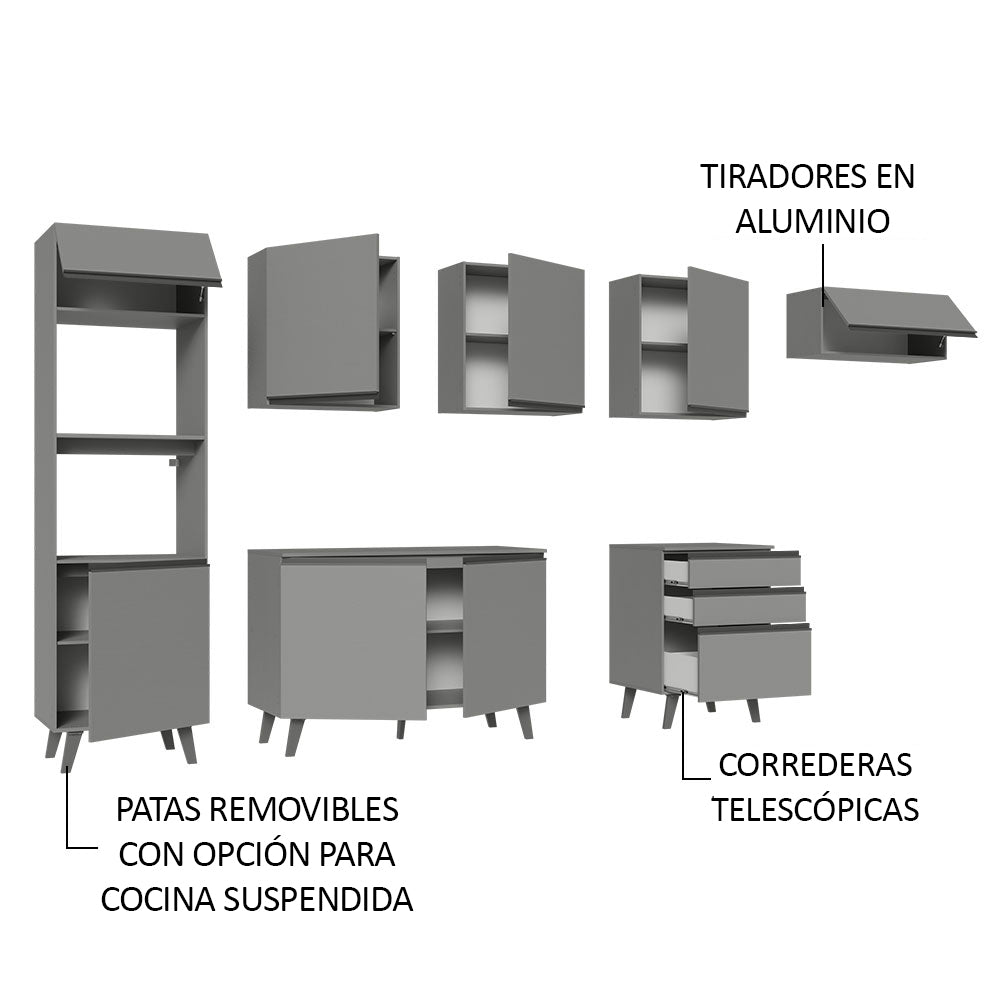 Combo Completo de Cocina 320 cm Gris Nice Madesa 08