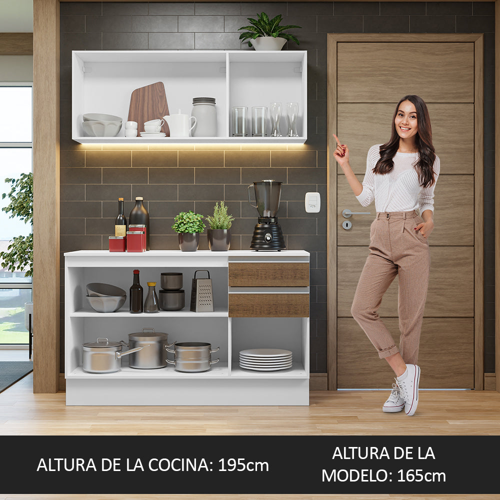 Cocina Compacta 100% MDF 120 cm Blanco/Marrón/Crema Smart Madesa 01