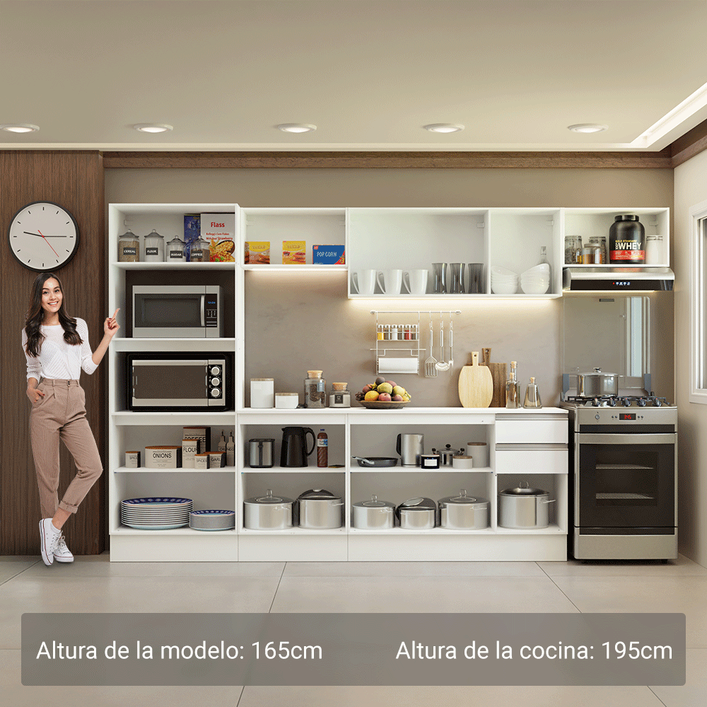 Combo de Cocina 100% MDF 310 cm Smart Blanco 02