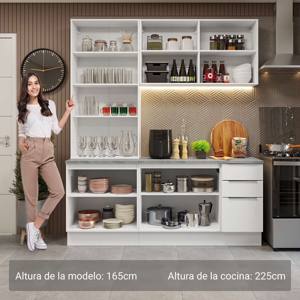 Combo completo de Cocina con Cristalero 190 cm Madesa Stella BB 03