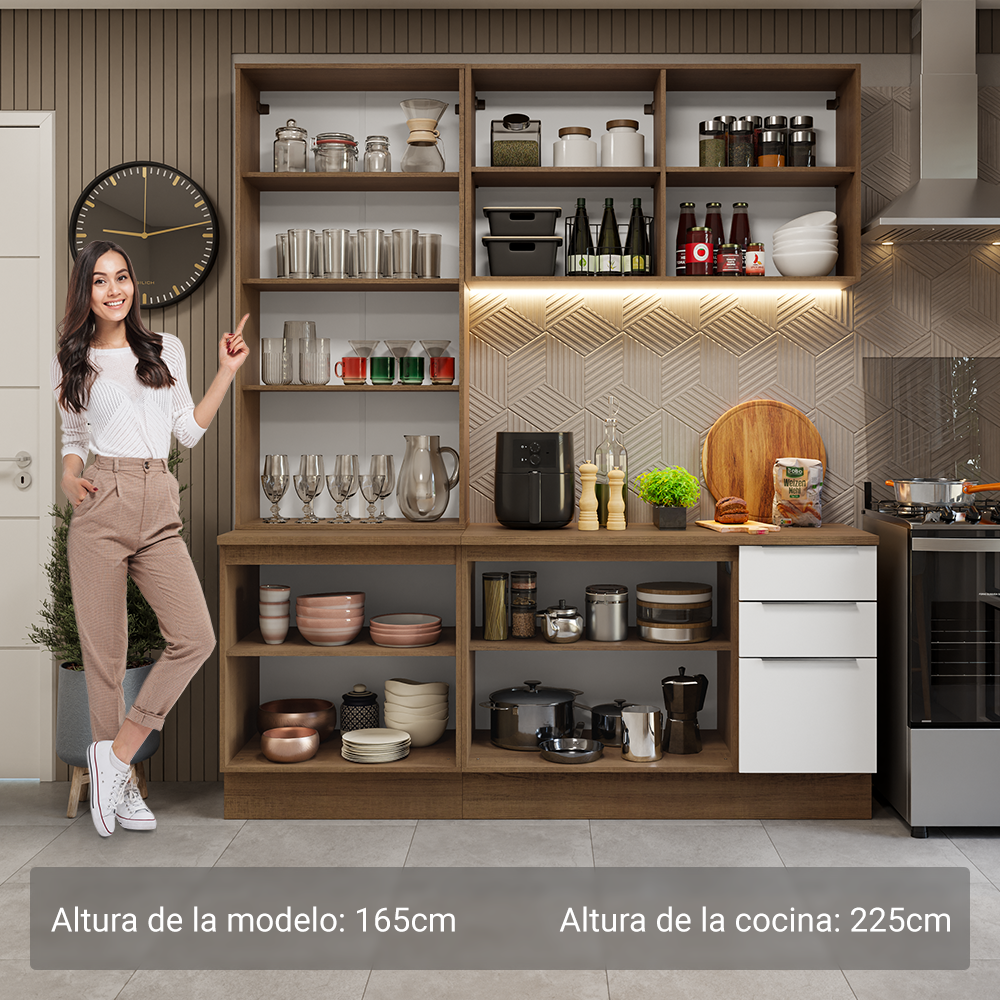 Combo completo de Cocina con Cristalero 190 cm Madesa Stella MB 11