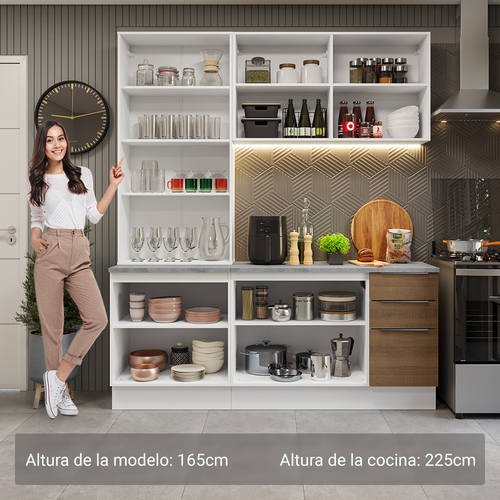 Combo completo de Cocina con Cristalero 190 cm Madesa Stella BM 03