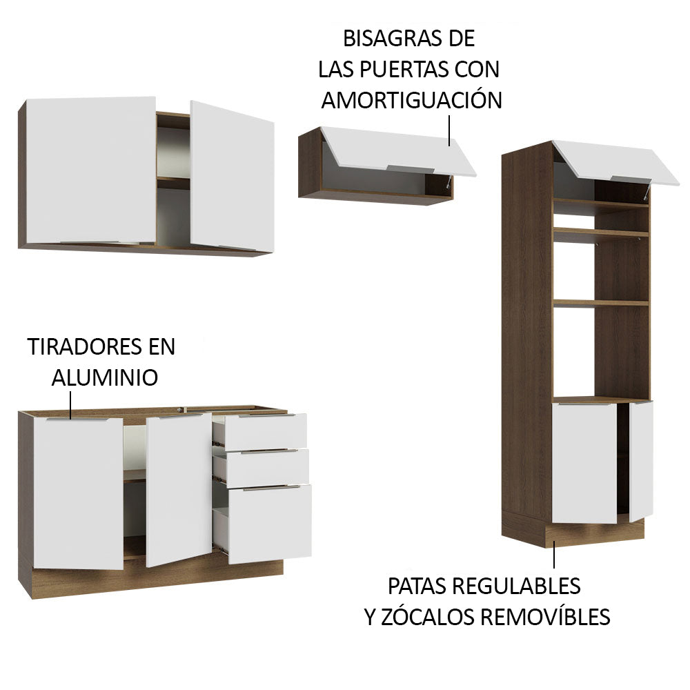 Combo Completo de Cocina 270 cm Marrón/Blanco Stella Madesa 05