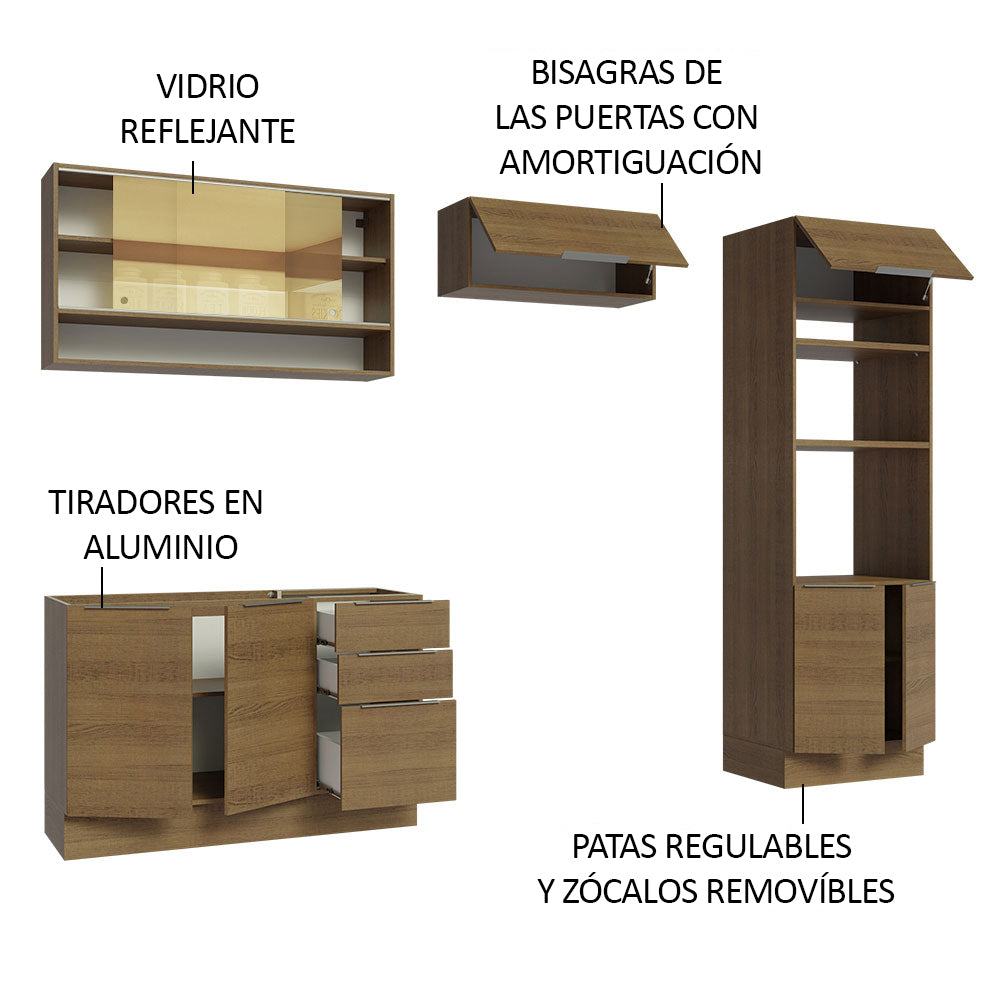 Combo Completo de Cocina 270 cm Marrón Stella Madesa 07