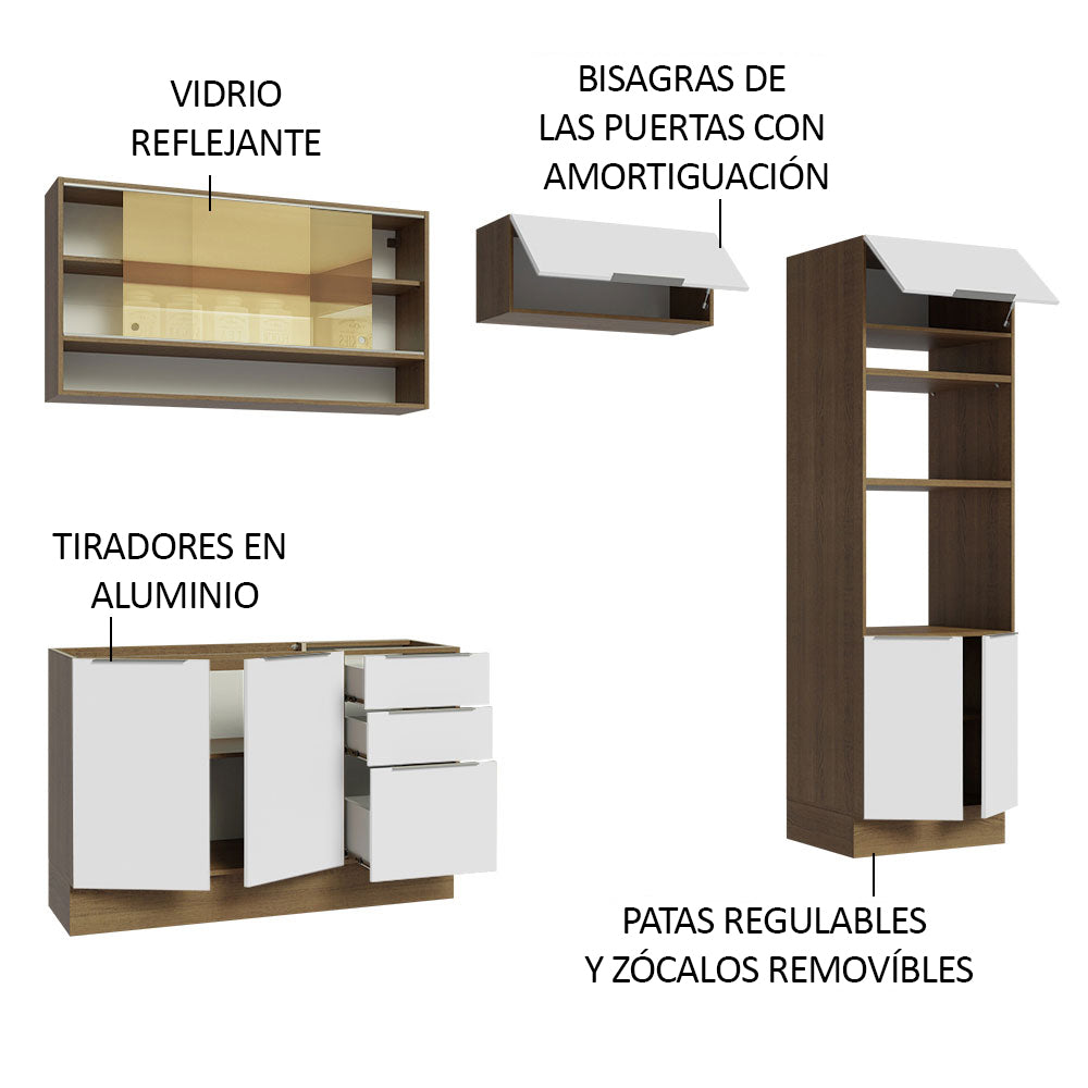 Combo Completo de Cocina 270 cm Marrón/Blanco Stella Madesa 07