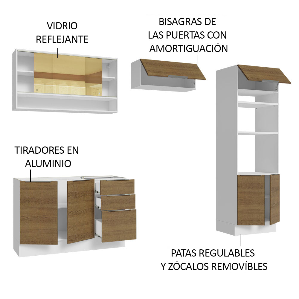 Combo Completo de Cocina 270 cm Blanco/Marrón Stella Madesa 07