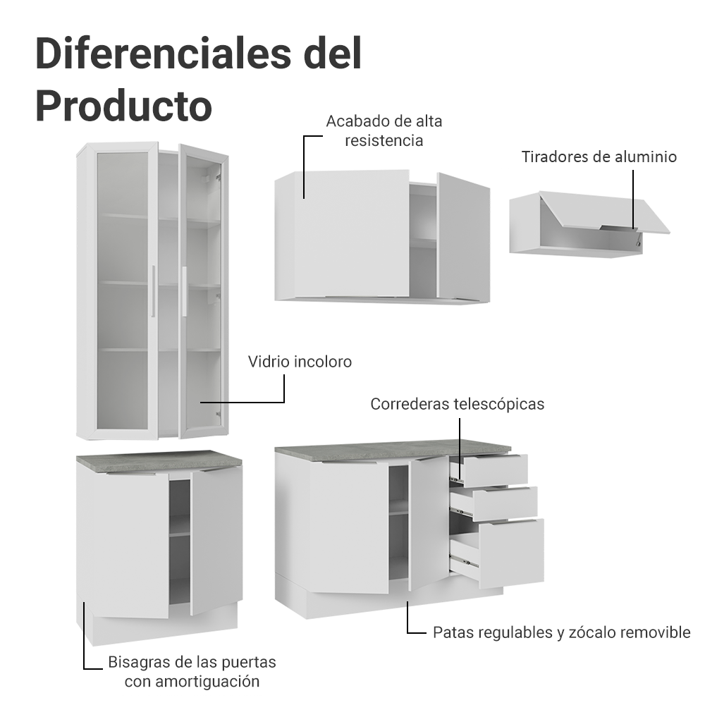 Combo completo de Cocina con Cristalero 270 cm Madesa Stella BB 11